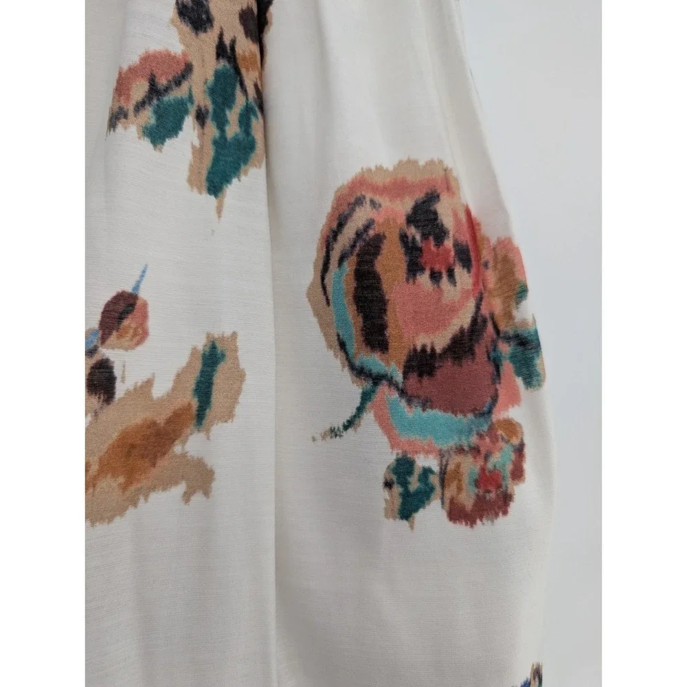 Vince White Floral Gauze Shirred Midi Skirt XS Romantic Minimalist Cottage Chic - Picture 4 of 13